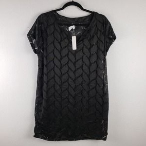 Nimes Cote D' Azur Women's M Laser Cut Swimsuit Cover Up Dress Black Semi Sheer